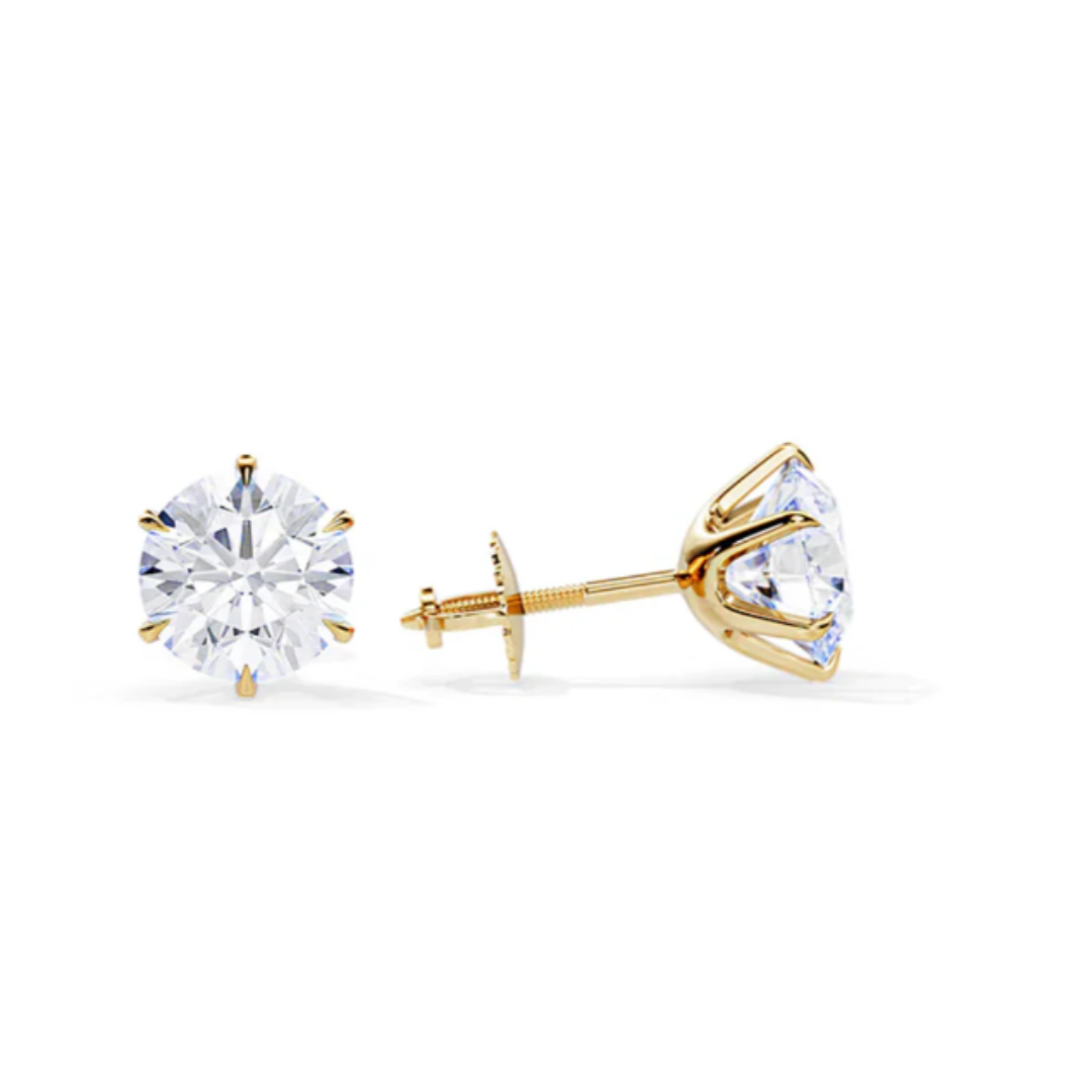 Tera Gold Earrings with Shiny Central Stone