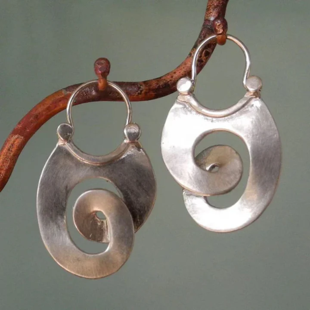 Unique Irregular-Shaped Vintage Silver Earrings
