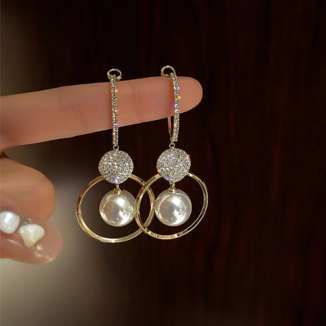 Elegant Cultured Pearl and Zirconia Earrings