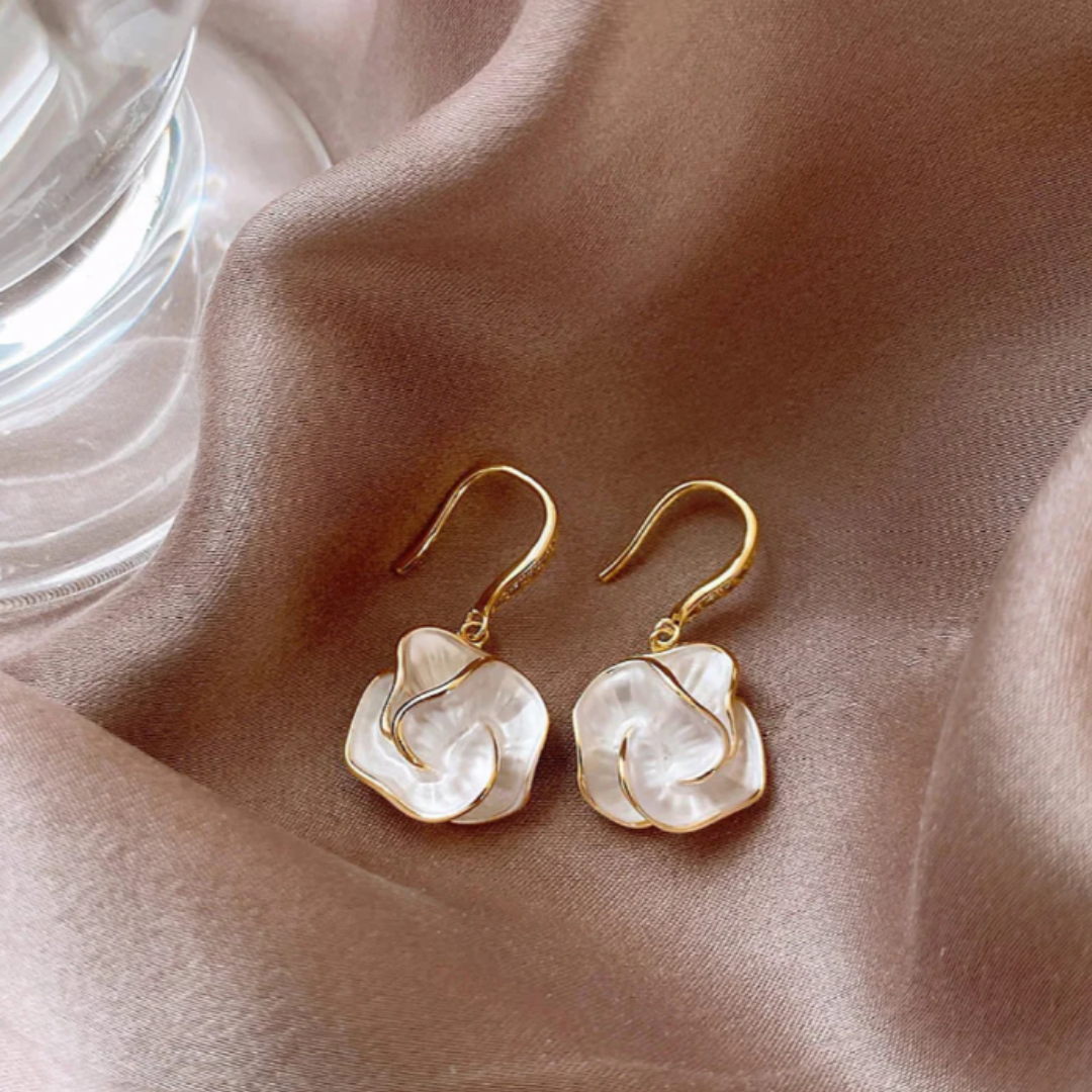 Elegant Earrings with White Petals