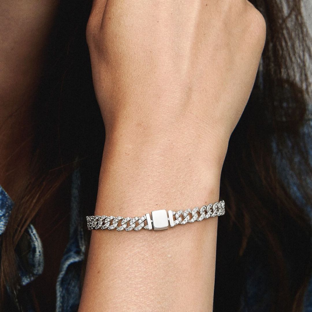 18k White Gold Moissanite Cuban Bracelet