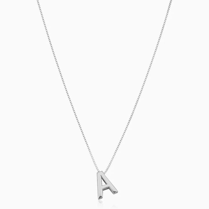 Initial Love Letter Necklace in 18k White Gold