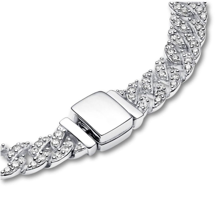 18k White Gold Moissanite Cuban Bracelet