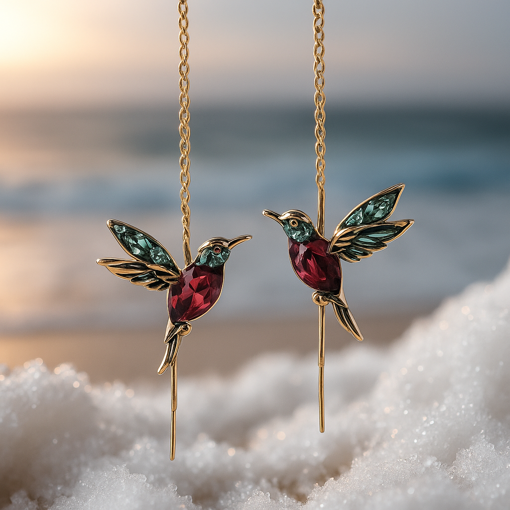 Ophira | Hummingbird Enamel Earrings Adorned with Sparkling Zirconia