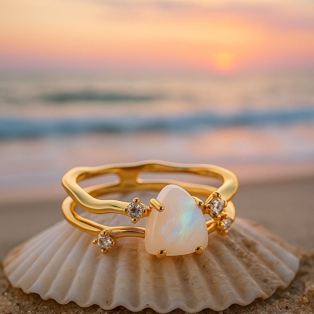 Sea Dawn | Moonstone Gold Ring