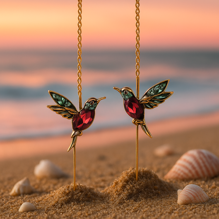 Ophira | Hummingbird Enamel Earrings Adorned with Sparkling Zirconia