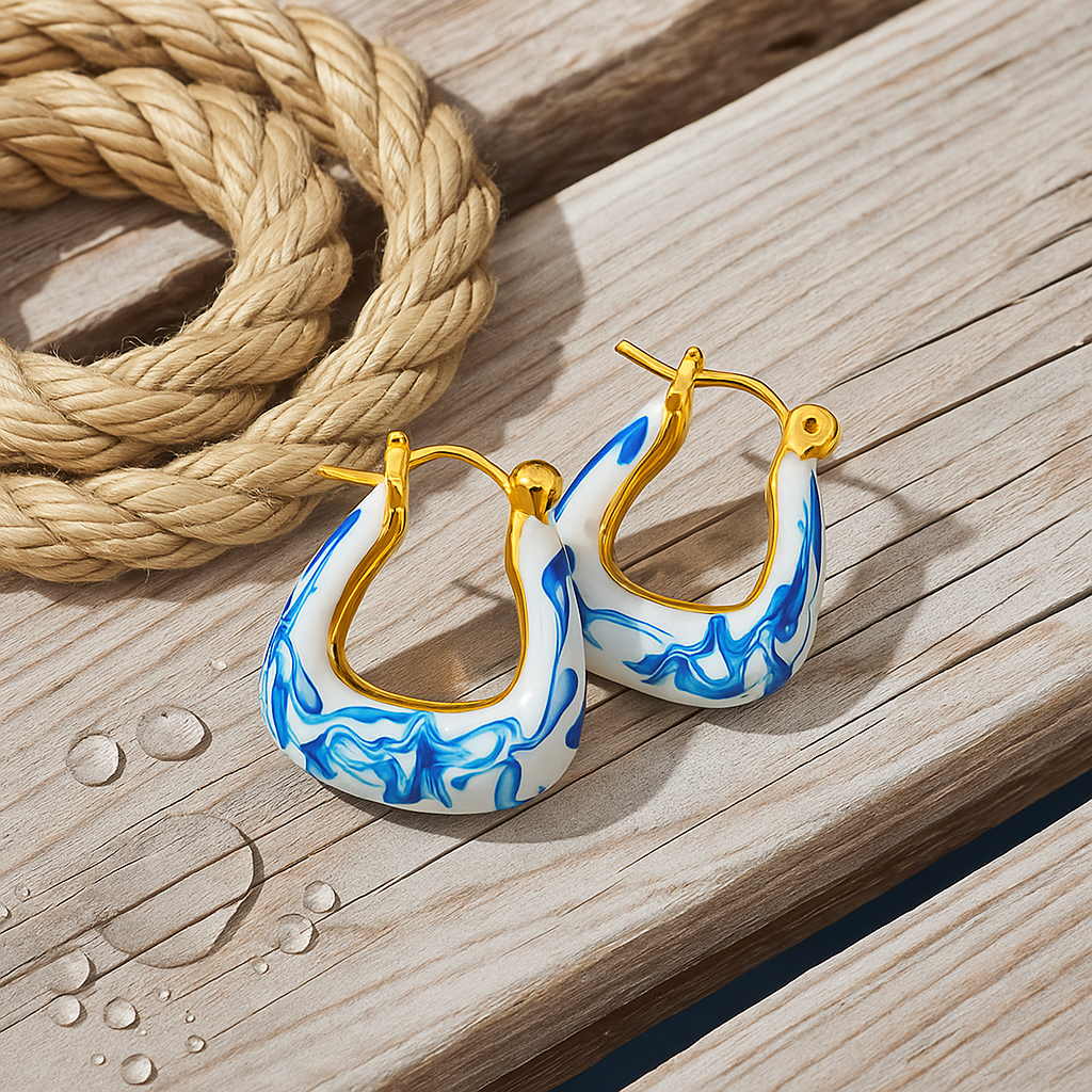 Kaïra | Gold Wave Foam Design Earrings