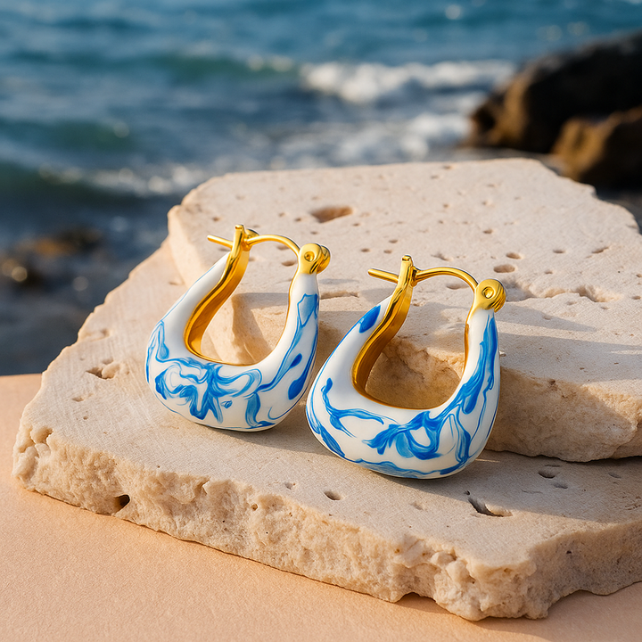 Kaïra | Gold Wave Foam Design Earrings