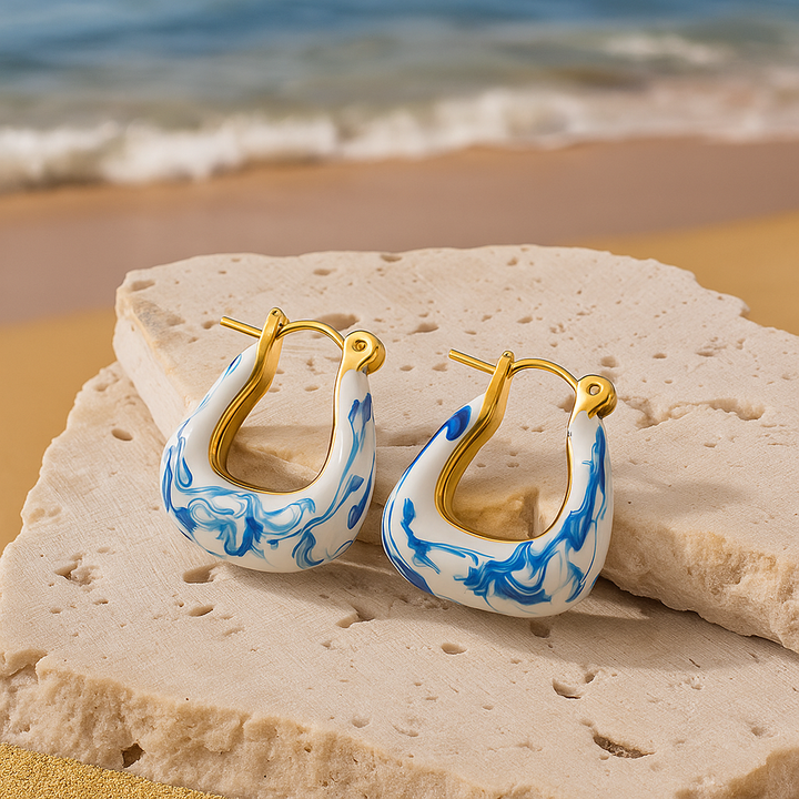 Kaïra | Gold Wave Foam Design Earrings