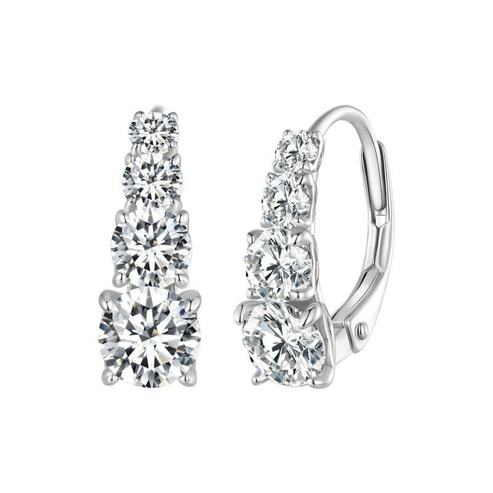 Carol Four-Stone Earrings in 16K White Gold