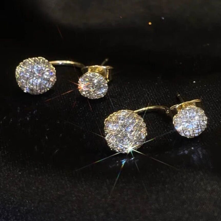 Zirconia-Set Earrings with Dual Ends