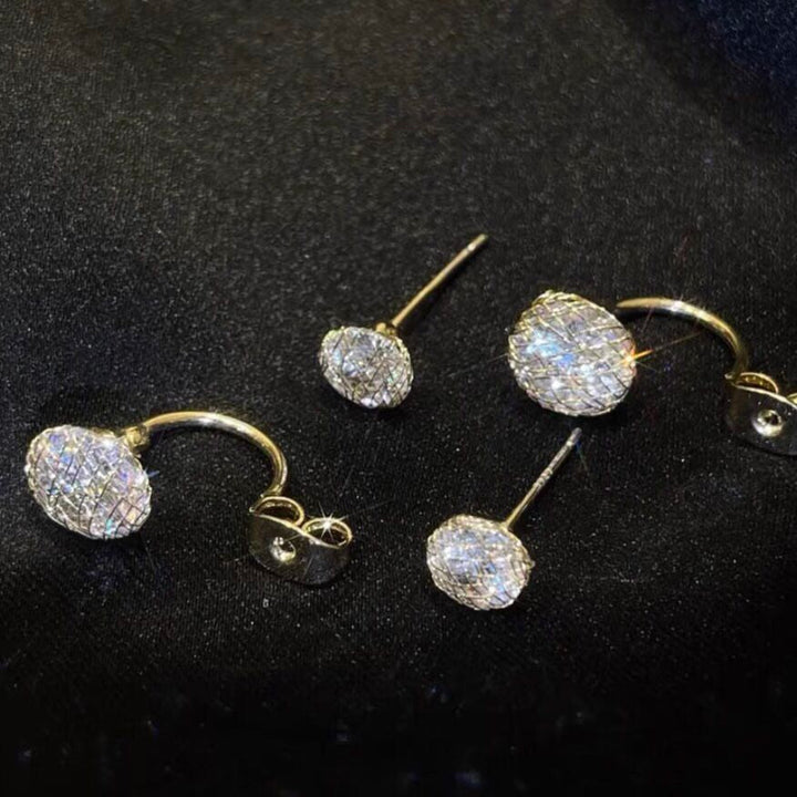 Zirconia-Set Earrings with Dual Ends