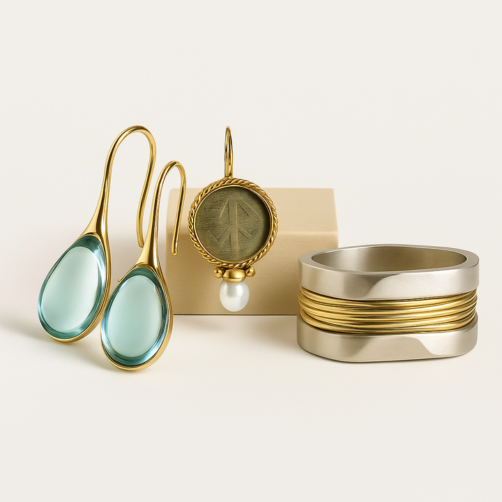 Summer Jewelry Set: 2 Earrings & 1 Ring