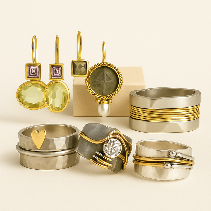 POWER SET: 4 Rings & 2 Earrings