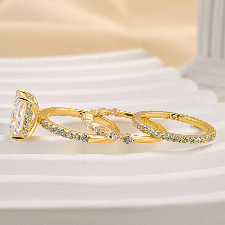 Jaily 3 Piece Wedding Ring Set | Gold