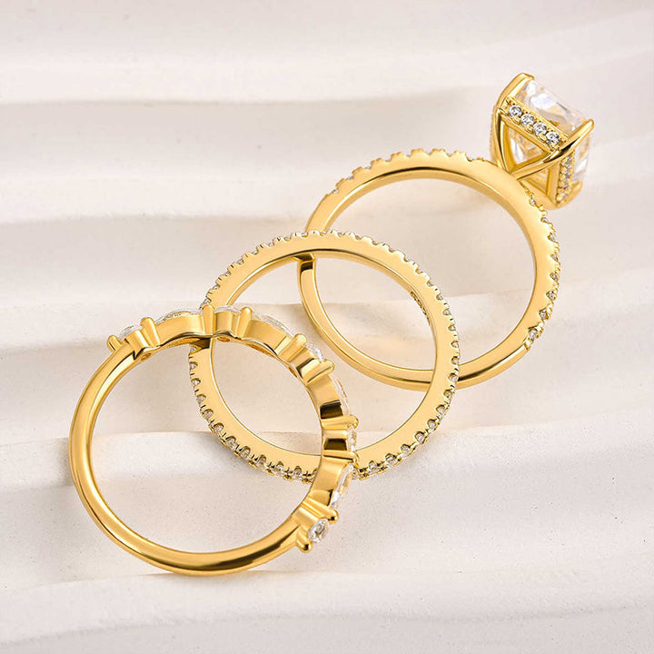 Jaily 3 Piece Wedding Ring Set | Gold