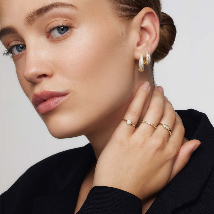 Dome Ring with Diamonds | Gold
