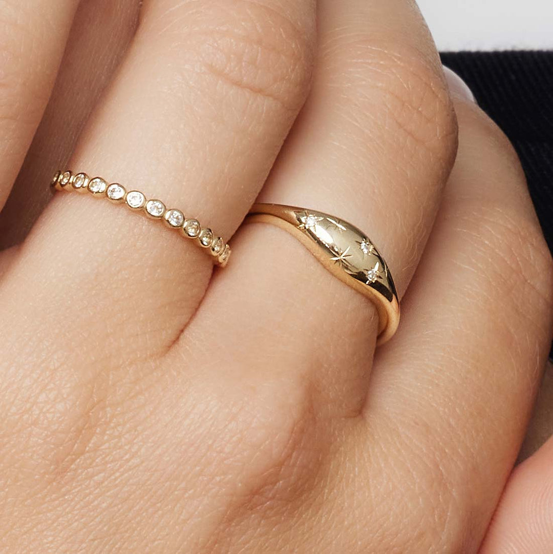 Dome Ring with Diamonds | Gold
