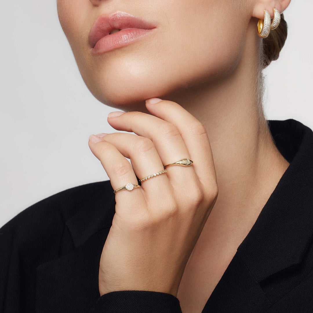 Dome Ring with Diamonds | Gold