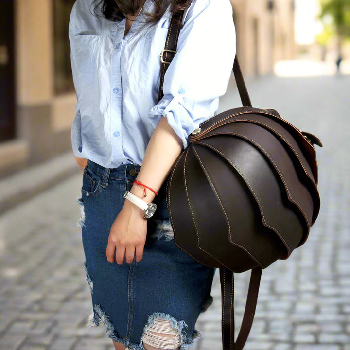 Beetle-Inspired Leather Backpack for Women