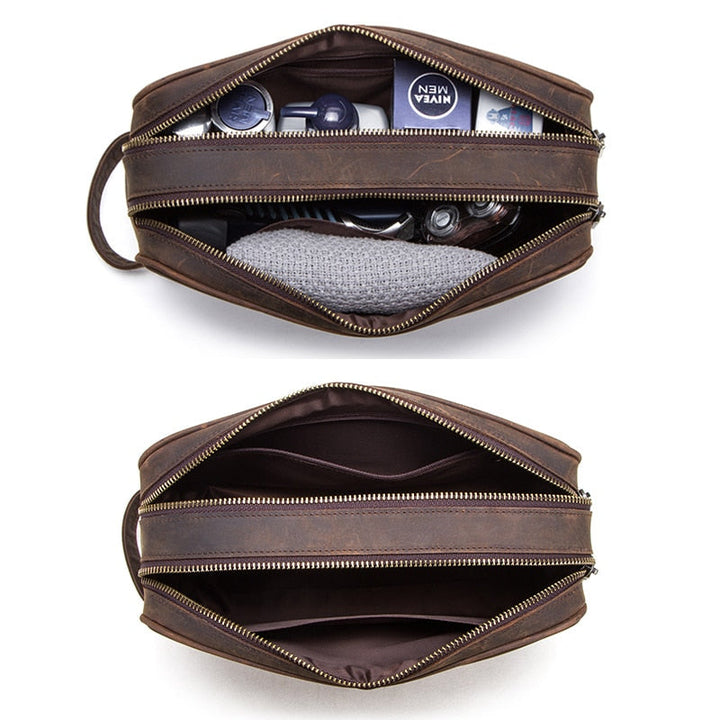 Premium Crazy Horse Leather Dopp Kit
