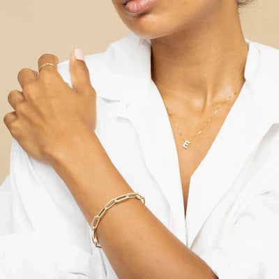 Initial Love Letter Necklace in 18k White Gold