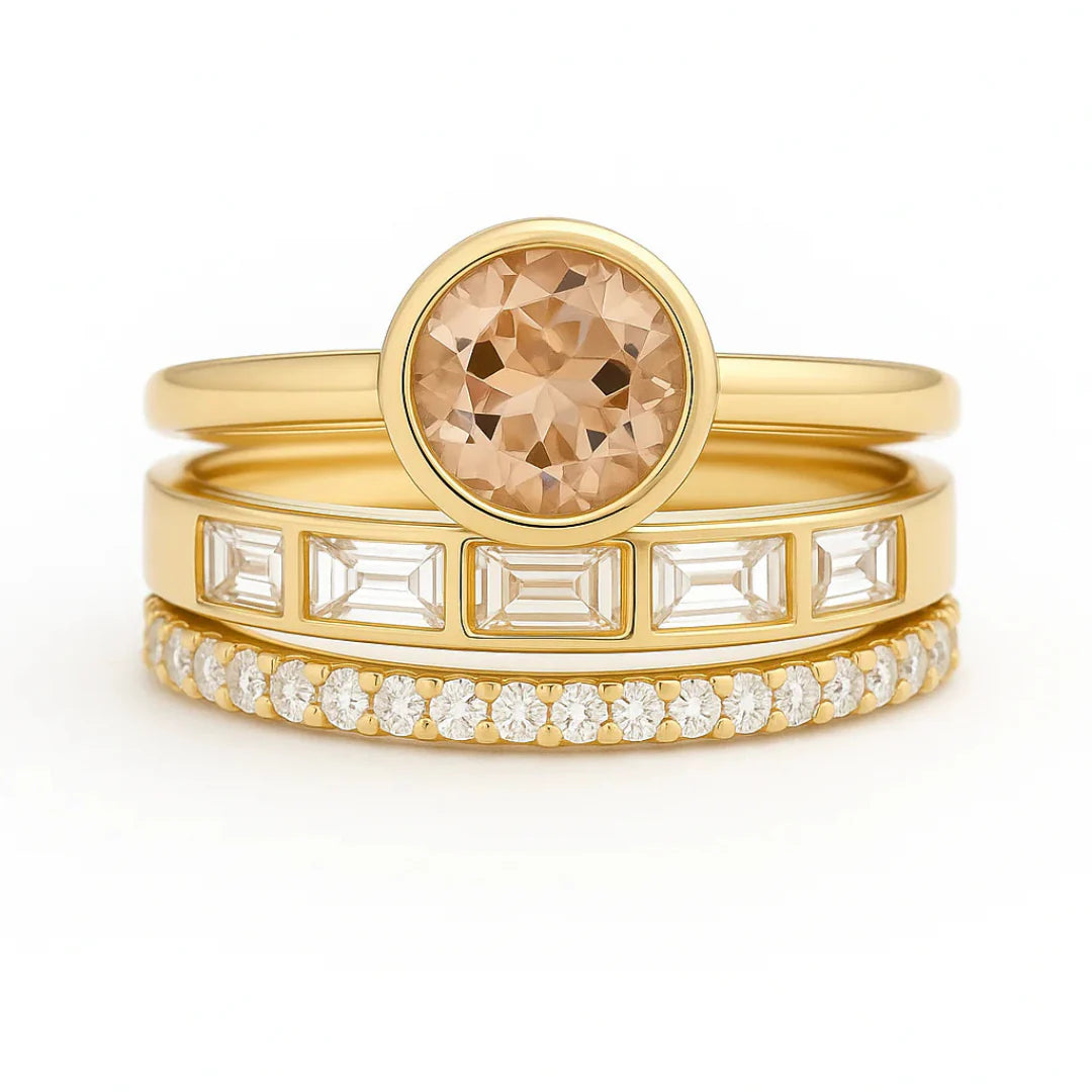 Elegant Gold Ring with Crystals Encrusted