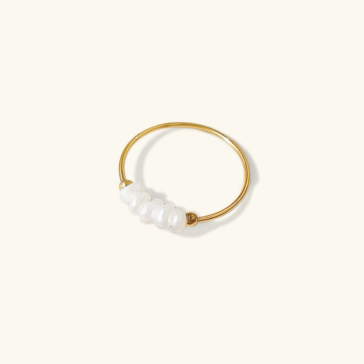Gold Ring with Magnolia Freshwater Pearls