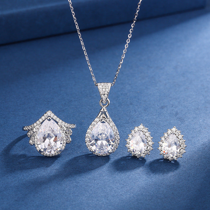 Aria White Gold Teardrop Jewelry Set