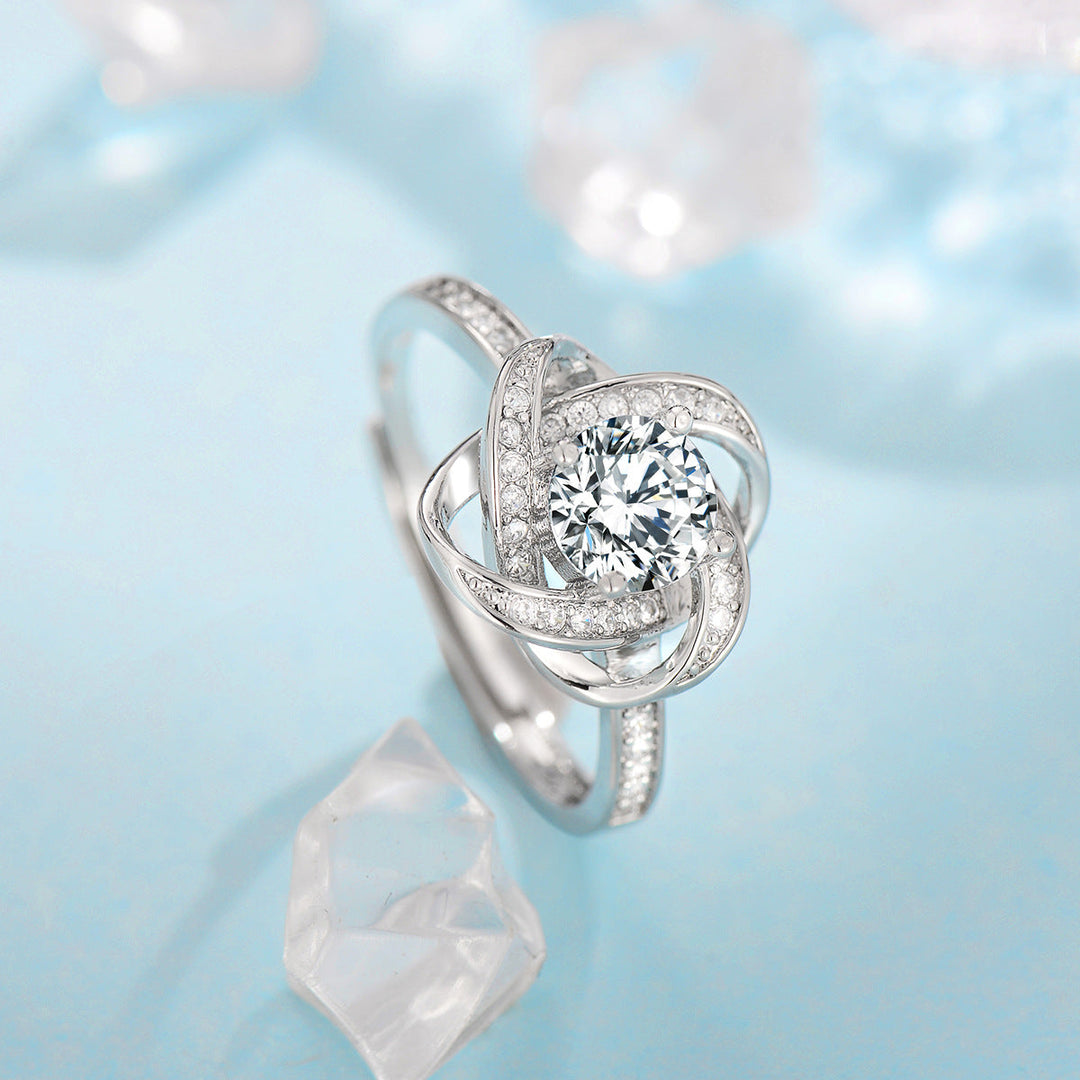 White Gold Frosted Flower Klee Knot Jewelry Set