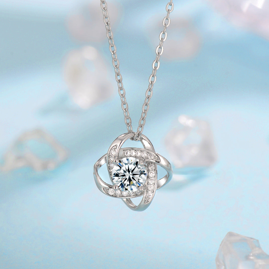 White Gold Frosted Flower Klee Knot Jewelry Set
