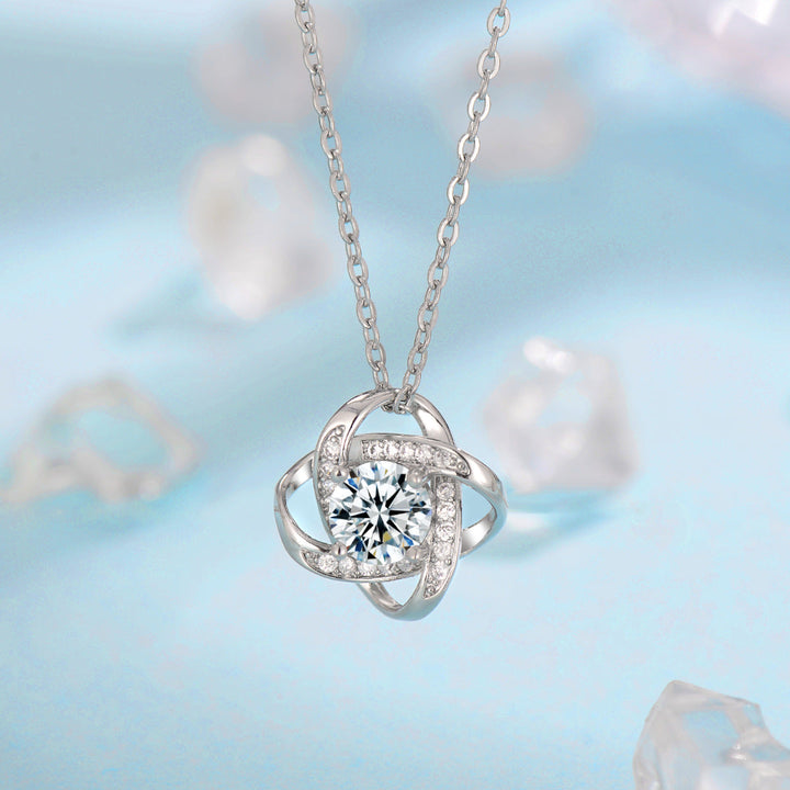 White Gold Frosted Flower Klee Knot Jewelry Set