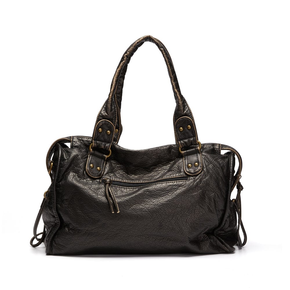 Chic Vintage Black Leather Handbag