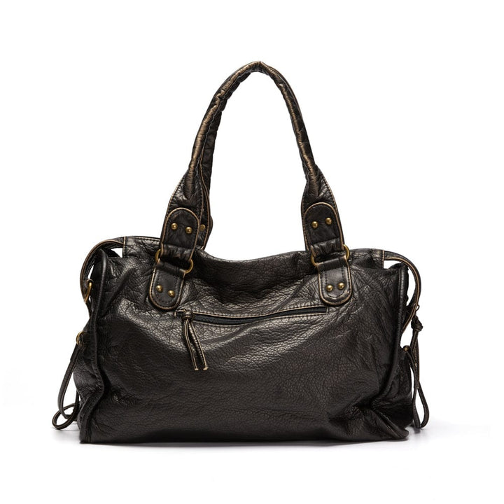 Chic Vintage Black Leather Handbag