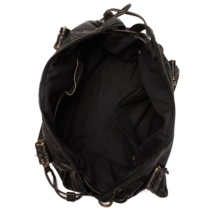 Chic Vintage Black Leather Handbag