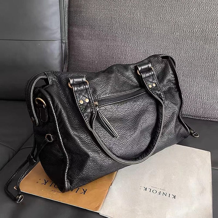 Chic Vintage Black Leather Handbag