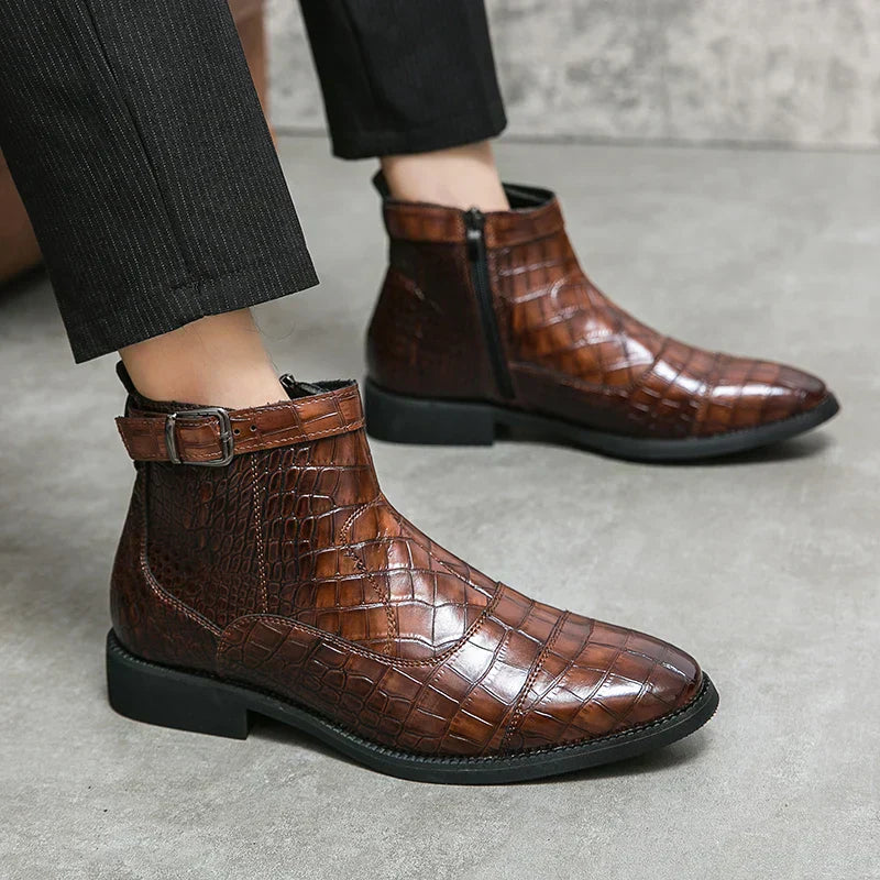 Dylan | Ankle Boots with Buckle in Synthetic Leather