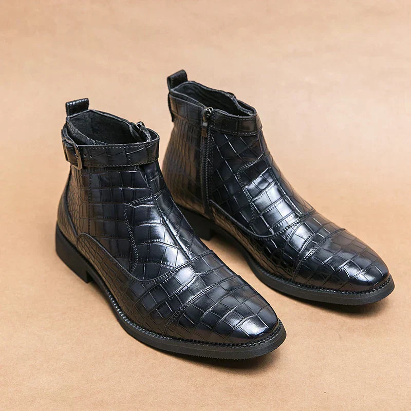 Dylan | Ankle Boots with Buckle in Synthetic Leather