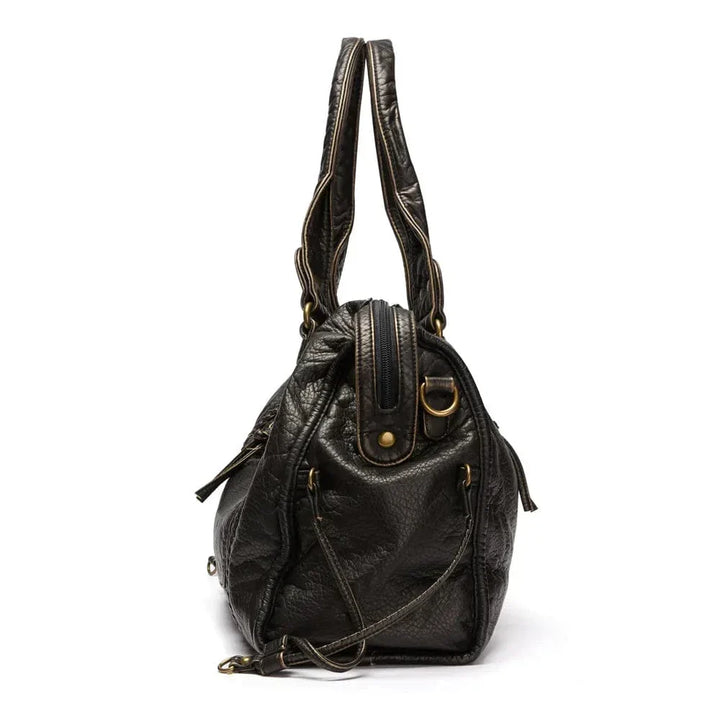 Chic Vintage Black Leather Handbag