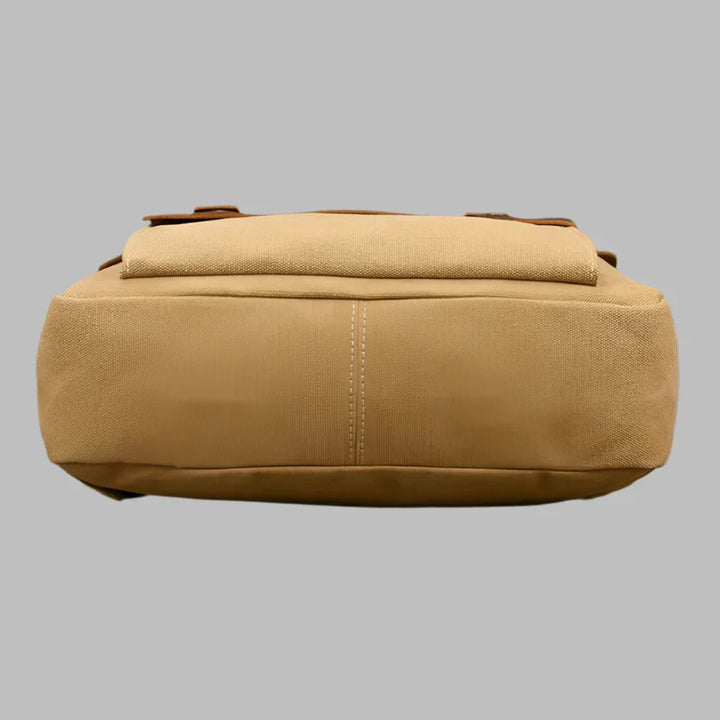 Authentic Leather and Canvas Rucksack | Retro College Laptop Backpack