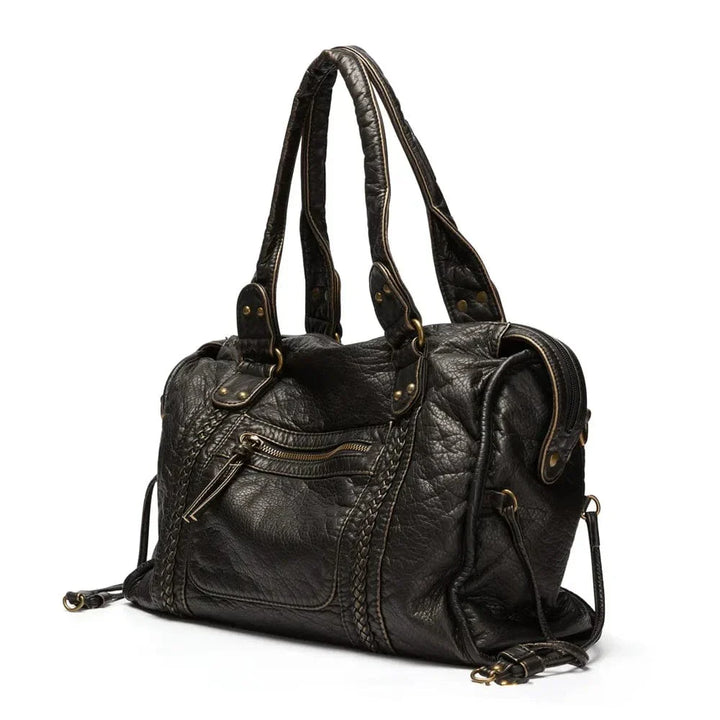 Chic Vintage Black Leather Handbag