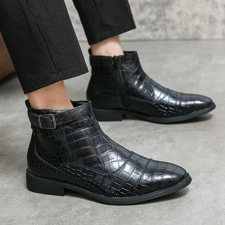 Dylan | Ankle Boots with Buckle in Synthetic Leather