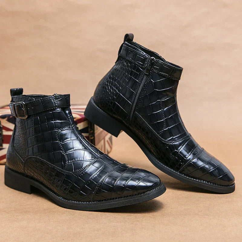Dylan | Ankle Boots with Buckle in Synthetic Leather