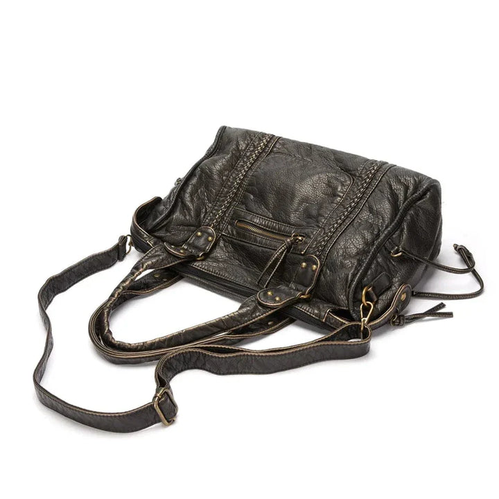 Chic Vintage Black Leather Handbag