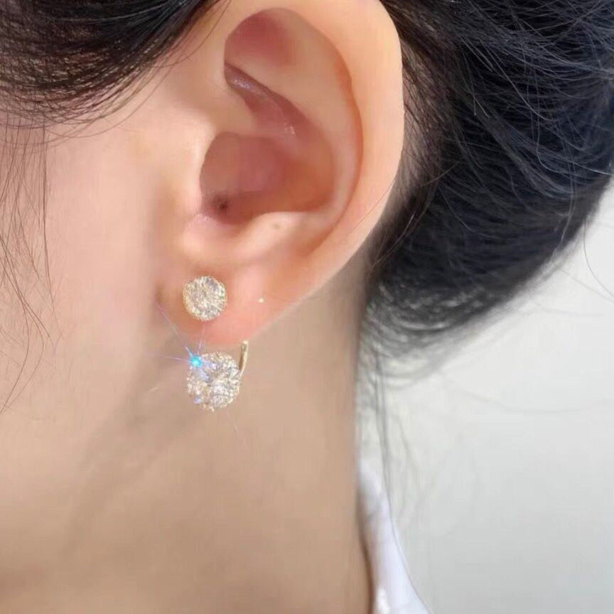 Zirconia-Set Earrings with Dual Ends