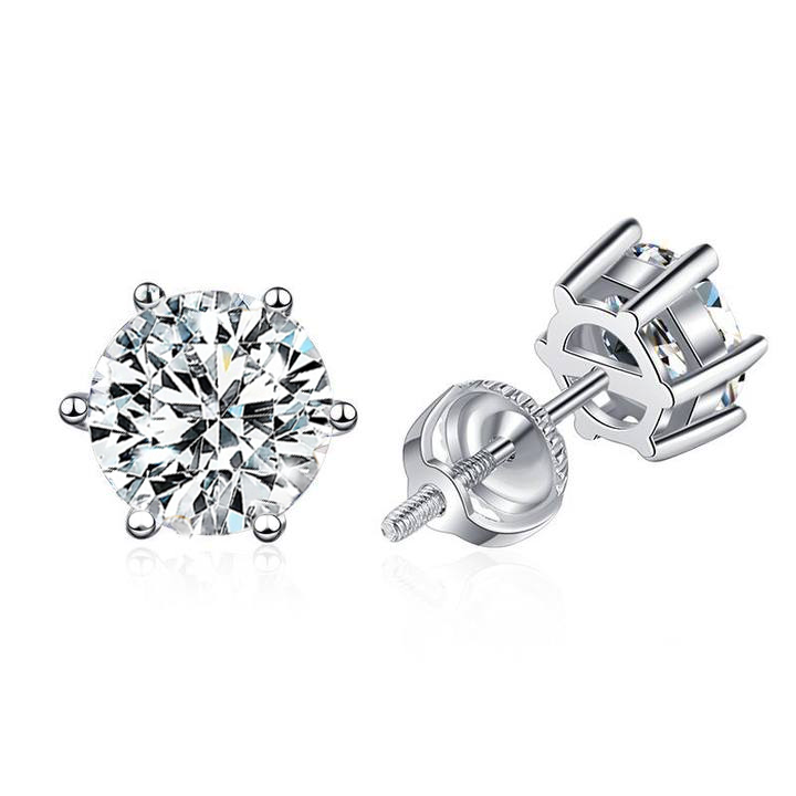 16k White Gold Moissanite Screw Back Earrings