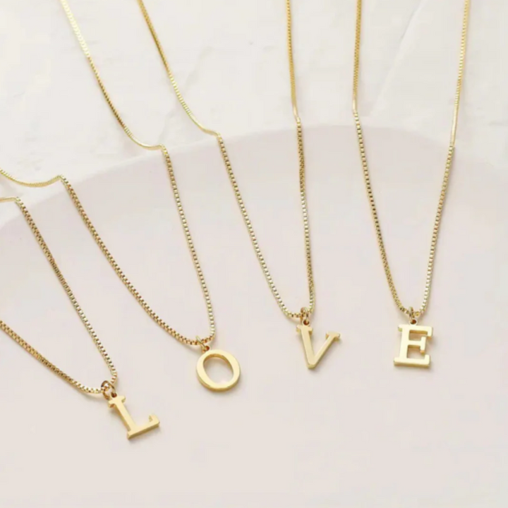 Gold Necklace with Love Letter Initials