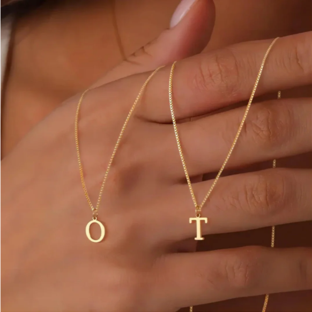 Gold Necklace with Love Letter Initials