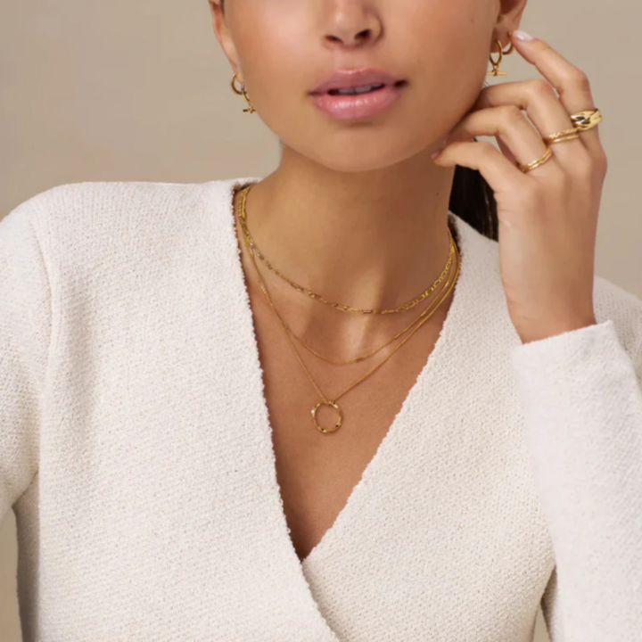 Triple Gold Open Circle Necklace