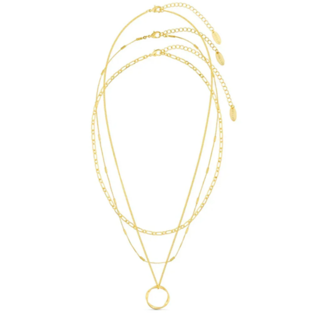 Triple Gold Open Circle Necklace